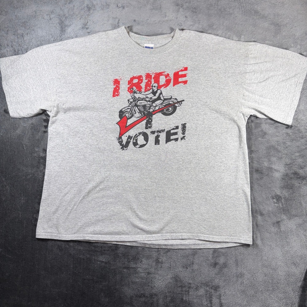 Gildan Mens 2XL Gray ABATE of Alabama Biker Graphic T-Shirt I Ride I Vote Tee